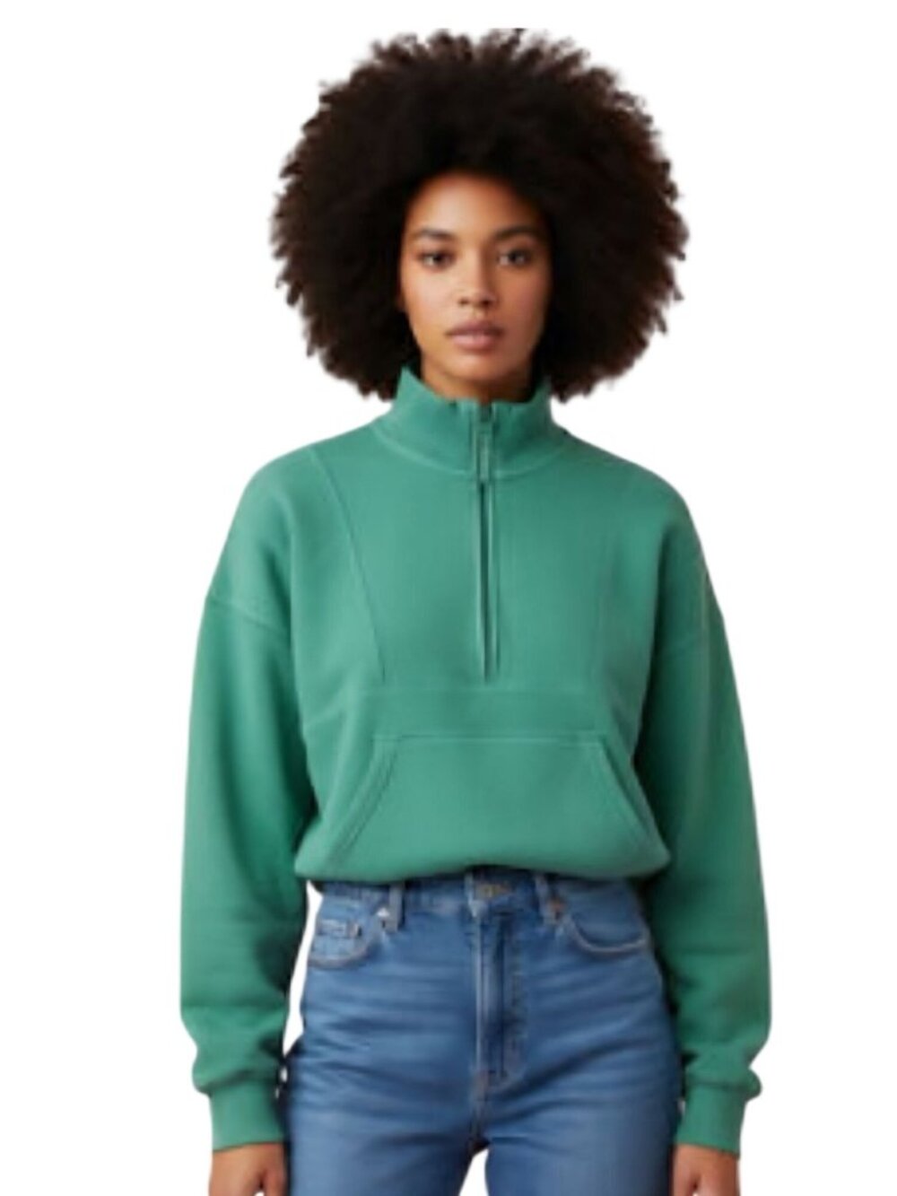 Aerie Offline Cloud Soft Green 1/2 Zip Oversized Mockneck Sweatshirt Size M